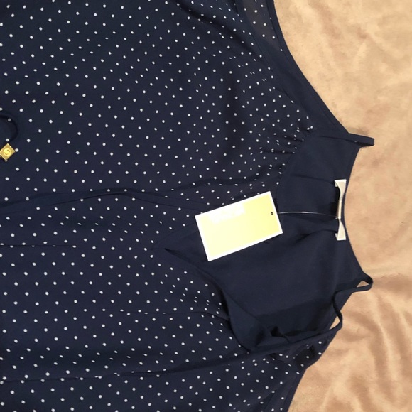 Michael Kors Navy Polka Dot Dress Medium NWT - Picture 4 of 8